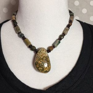 Unique handmade natural stone statement necklace
